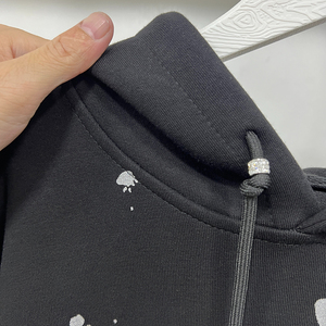 เสื้อฮู้ดดี้โอเวอร์ไซส์ผ้าฝ้าย 100% ลายพิมพ์สกรีนวินเทจ ปักลายแบบแอซิดวอช พร้อมซิปหน้าแบบนินจา - Product Image 3