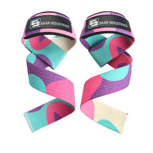 Correas de levantamiento de algodón con diseño de impresión por sublimación personalizado de alta calidad con logotipo personalizado para levantamiento de pesas y entrenamientos de gimnasio - Product Image 1