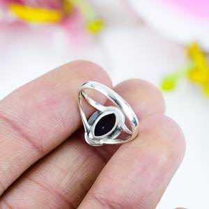 Vente chaude 925 Sterling Silver Handmade Jewelry Ring Vintage SilverPlated Ring Trendy Natural Lolite Marquise Cut Gemstone Ring - Product Image 2