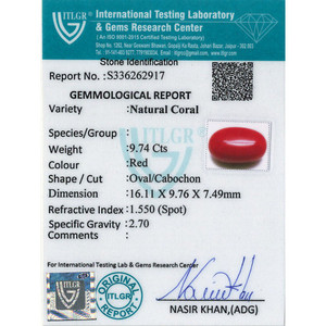 Pierre précieuse en corail rouge naturel de haute qualité - 9,74 carats Jaune Vert Blanc Certificat GIA Forme carrée 8 mm de hauteur Poli à la chaleur - Product Image 4