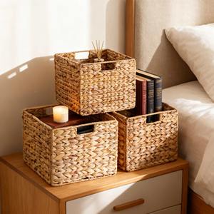<b>Square</b> water hyacinth <b>basket</b> Handmade Storage <b>Basket</b> Wholesale eco-friendly Made in Vietnam - Product Image 1