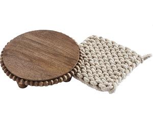 แผ่นรองจานร้อนทำจากไม้มะม่วง,แผ่นปูโต๊ะสามขาทำจากไม้ธรรมชาติสำหรับตกแต่งบ้าน - Product Image 2