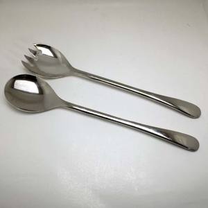 Juego de cuchara y tenedor para servir ensalada de diseñador pulido plateado con mango de diseño de gota de lágrimas de acero inoxidable para boda - Product Image 3