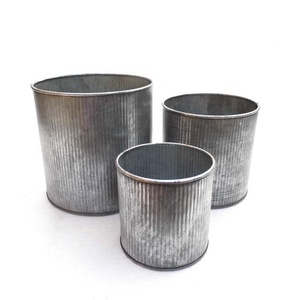 home and garden planter set with branded logo <b>engraving</b> jink color metal <b>vase</b> planter - Product Image 2