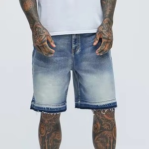 Nuevo 2025, pantalones cortos de mezclilla con dobladillo de bordes crudos azules de verano de alta calidad personalizados por fabricante, pantalones cortos de mezclilla para hombre, pantalones cortos holgados informales de ajuste limpio - Product Image 2