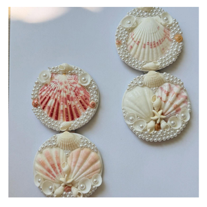 Miroir de coquillage rond bohème, fait à la main au Vietnam avec une coquille complexe, accent mural unique pour le salon ou la chambre à coucher. - Product Image 6