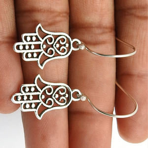 Hamsa มือช่างฝีมือดูต่างหู 925 เงินสเตอร์ลิงออกแบบที่กําหนดเองผู้ผลิตเครื่องประดับอินเดียสวมใส่ต่างหู Classy สําหรับเธอ - Product Image 3