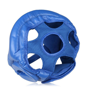 Casque de boxe en cuir PU bleu, casque de protection sportif, fermeture à boucle réglable, protection de la tête unisexe pour adultes - Product Image 2