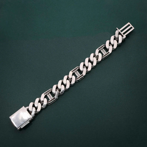 14K Plaqué Or Blanc VVS Moissanite Diamant Cubain pour Bracelet Argent Sterling 925 Hip Hop Bijoux de Mode Style Glacé - Product Image 6