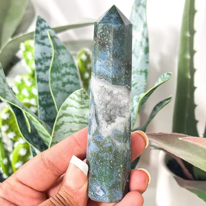 Torre de ágata de musgo Druzy Natural, verde curativo pulido, 80-120cm, manualidades de meditación de amor, punto de Obelisco, Feng Shui - Product Image 6