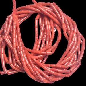 Perles de tuyau de tube de corail italien rouge naturel brin de pierres précieuses lisses pour la fabrication de bijoux prix d'usine de gros prêt à expédier - Product Image 2