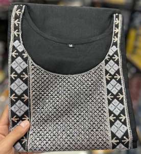 ชุดเดรสลำลองคุณภาพสูงสำหรับสุภาพสตรี MAGIC COTTON SLUB ทรงแม็กซี่ สไตล์ทางการสำหรับใส่ทำงาน ปักลาย ผ้าถักซักได้ - Product Image 3