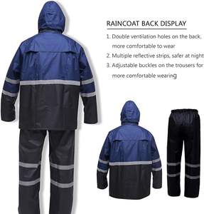 Combinaison de pluie, veste de sécurité réfléchissante haute visibilité, équipement de pluie léger, veste de pluie imperméable avec pantalon - Product Image 3