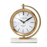 Horloge de bureau Art Déco en métal plaqué or, à piles, mouvement à quartz, fonctions de projection, fonction snooze, affichage de la minuterie pour le bureau
