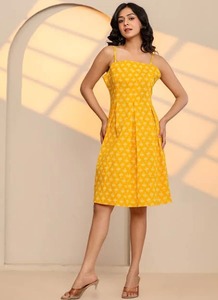 Vestido MIDI sin mangas de algodón hecho a mano indio estampado floral elegante ropa de playa vestido Boho vestido suave de algodón puro regalo de mujer. - Product Image 3