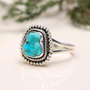 Anneaux en argent vintage, turquoise d'Arizona, pierre précieuse druzy, anneau en pierre naturelle pour femmes, cadeau, bijoux fins, vente en gros, livraison directe - Product Image 2