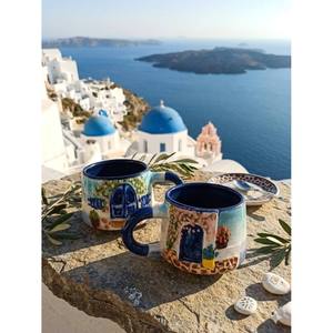 Wholesale Custom 3D Relief Turkish Floral <b>Ceramic</b> <b>Mug</b> Handmade Hand Painted Spoon Travel Tourist Gift Dishwasher Safe - Product Image 1