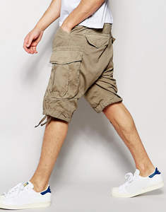 Pantalones Cortos Cargo para Hombre, Cintura Elástica Media, Corte Holgado, Diseño Sólido, Casuales, Multibolsillos, de Lona, Protección UV, para Playa - Product Image 4