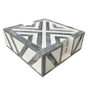 Posavasos Artesanal de Madera Natural con Incrustaciones de Hueso, Bien Pulido, para Hotel, Hogar, Restaurante, de la India - Product Image 1