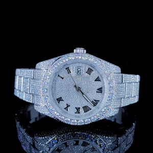 Montre Hip Hop VVS en acier inoxydable avec cadran noir personnalisé VVS Lab Grown Diamond Automatic Trending Wrist Diamond Watch - Product Image 5