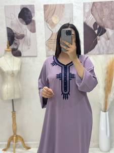 Gandoura Marroquí, Kaftán para Mujer, Bordado, Transpirable, Abaya Musulmana, Manga Larga, Corte Holgado, Largo hasta el Tobillo, Estilo Vintage, para Uso Diario y de Oración - Product Image 3