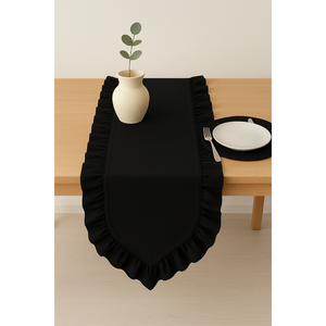 Elegante Camino de Mesa con Volantes Negro de 40x130cm, Estilo Shabby Chic, Tejido a Mano para Bodas y Fiestas - Product Image 6