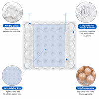 Boîte de 30 plateaux à œufs en PET transparent de qualité alimentaire, haute clarté, avec couvercle et fond séparés, pour l'agriculture, les fermes avicoles, les grossistes, personnalisable