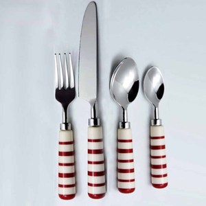 Juego de cubiertos con mango de resina hecho a mano de Metal único de acero inoxidable, juego de cubiertos individuales - Product Image 1