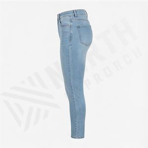 Jeans tendance pour femmes, taille mi-haute, coupe droite, stretch régulier, devant plat, jeans d'hiver, streetwear, pantalon pour femmes - Product Image 3