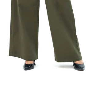 High Waist Wide Leg <b>Pants</b> Solid Color Pleated Front Loose Fit Full Length Cotton Bamboo Fiber Anti-Wrinkle Casual Autumn Women's - Product Image 4