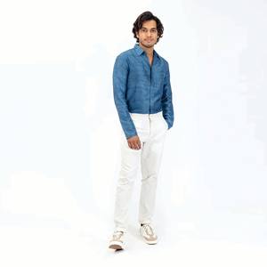 กางเกงขาตรงทรงสลิมฟิตสำหรับผู้ชายกางเกงชิโนผ้าทอลายทแยงผ้าคอตตอนสไตล์ USA - Product Image 1