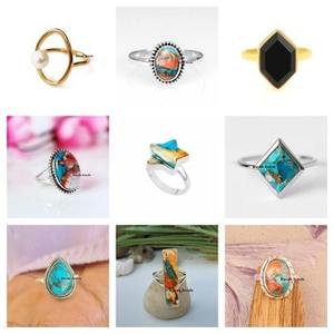 Nouvelle arrivée, bague tendance pour femme en argent sterling 925 massif, or rose, turquoise naturelle, cuivre, sertie de pierres en forme de poire de 10x14 mm - Product Image 4