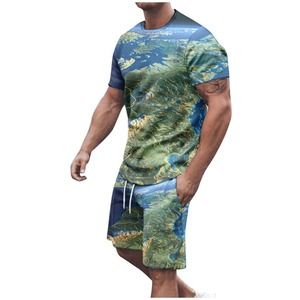 Personnalisé été hommes à manches courtes sport chemise décontractée couleur unie revers deux pièces ensemble - Product Image 6