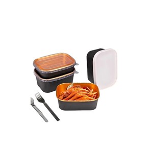 Bol en papier jetable brun kraft tasses à emporter imprimées en feuille d'or pour emballage alimentaire de qualité alimentaire pour salade, gâteau et sandwich - Product Image 4