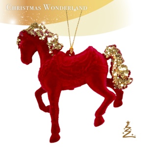 Noël nouvel an décoration bourgogne velours troupeau or flocon acrylique 3D cheval ornement signe du zodiaque Animal symbole de 2025 2026 - Product Image 2