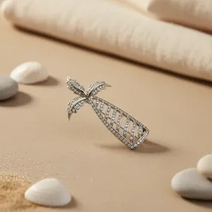 Pendentif en argent 925 en forme de palmier avec diamants pour femmes, bijoux élégants, breloques - Product Image 2