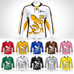 Maillot de hockey sur glace en maille respirante 100 % polyester, anti-humidité, col en V, manches longues, durable, séchage rapide, pour l'entraînement sportif (vente en gros) - Product Image 5