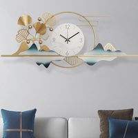 Horloge murale moderne style montagne, directement de l'usine |   Logo personnalisé, grande décoration en métal 3D pour mariage, hôtel, hall d'entrée, bureau |   Vente en gros de montres