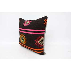 Multicolor Embroidered 24x24 Inch Kilim Pillow Luxury Fluffy Vintage <b>Print</b> Wool <b>Cushion</b> for Living Room Sofa Decor - Product Image 4