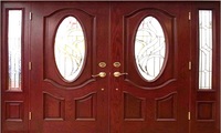 Porte de Villa CAESAR DOOR, Porte Simple en Bois Massif, Cadres en Bois Fini Naturel, Style Classique Moderne, Étanche, ISO 9001