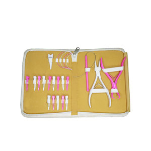Kit d'outils d'extension de cheveux à pointe blanche et rose avec crochet à boucle perles d'extension de cheveux avec filetage en boîte pince à aiguilles en forme de C vente en gros - Product Image 1