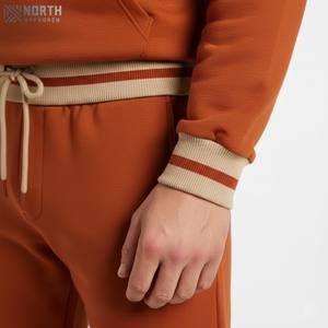 Vente chaude Personnalisé Jogger Survêtement Ensemble Bouffée Imprimé Brut Ourlet Couper Coudre Contras Couture Pantalon À Capuche 2 Pièces Ensemble - Product Image 5