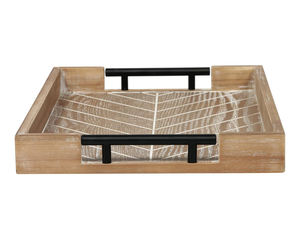 Plateau en bois de manguier massif fabriqué à la main avec poignées en métal élégantes pour bar et hôtel fourni par l'usine directe pour l'achat en gros - Product Image 4