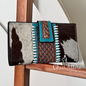 กระเป๋าคลัทช์สำหรับใส่โทรศัพท์หนังวัวขนสัตว์มีลายแบบตะวันตกกระเป๋าเงินมีสไตล์หลายรูปแบบ - Product Image 1