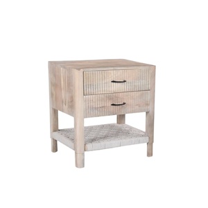 Mesa Auxiliar de Dos Cajones Hecha a Mano con Madera de Mango Maciza, Diseño Moderno y Duradero, Mesita de Noche para Dormitorio o Comedor, Ahorro de Espacio - Product Image 1