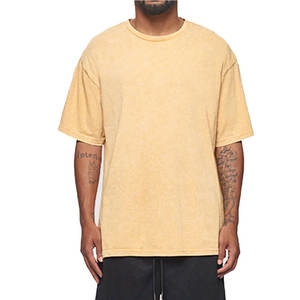 Derniers modèles de t-shirts délavés à l'acide pour hommes de couleur personnalisée Street Wear 100% coton tricoté taille adulte - Product Image 1