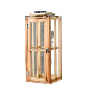 Farol de madera decorativo para el hogar, soporte de vela con acabado Natural y suministros de Navidad, hecho a mano - Product Image 1