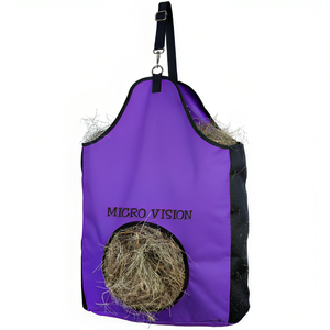 Sac de foin durable à alimentation lente pour chevaux avec construction en acier inoxydable et polyéthylène Sangle réglable Fermeture à pression en métal certifiée - Product Image 2