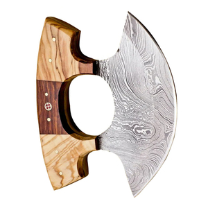 Cuchillo Ulu Hecho a Mano por Artesanos Expertos con Hoja Ancha Curvada de Acero de Damasco, Diseño Industrial para Diestros, Duradero y Ecológico - Product Image 5