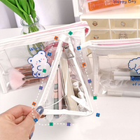 Logo imprimé personnalisable à colorier fermeture éclair étanche transparent en plastique pvc rangement trousse à crayons cosmétique sac pochette pour l'école